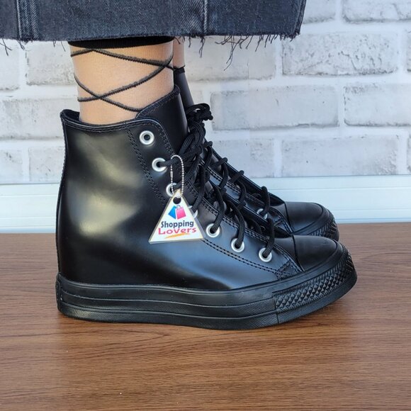 ⭐Converse Chuck Taylor All Star Wedge Platform Hi 6 Patent Leather Shoes A12827C - Picture 4 of 12